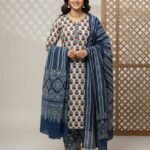 Ajrakh Print 3-Piece Suit Set  | Pure Cotton Designer Salwar Suit Available in Attractive colors and designs