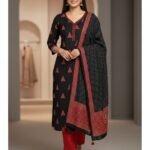 Pure Cotton Suit with Triangular Design & Mirror Work Neck | Stylish Ethnic Wear